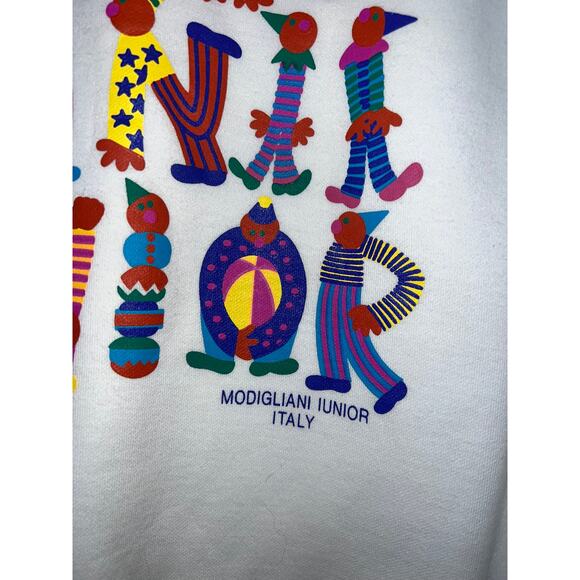 Modigliani Iunior Sweatshirt Italy Spellout Character Multicolor Crewneck Large - Picture 6 of 13